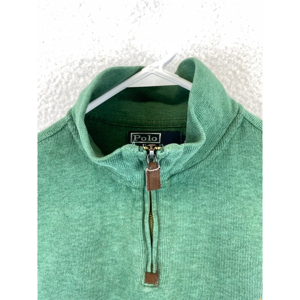 Polo Ralph Lauren 1/4 Zip Pullover Sweater Mens M Green Knit Long Sleeve Preppy